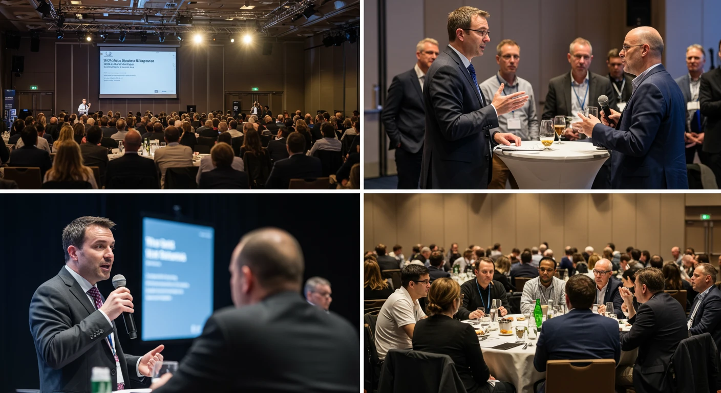 Reportaż z konferencji biznesowej w Gdańsku, prelegent na scenie