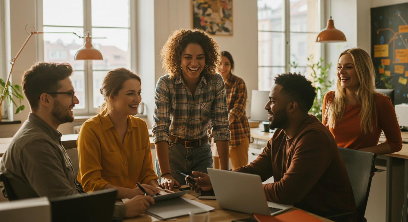 Zdjęcie grupowe zespołu firmy w nowoczesnym biurze w Gdyni