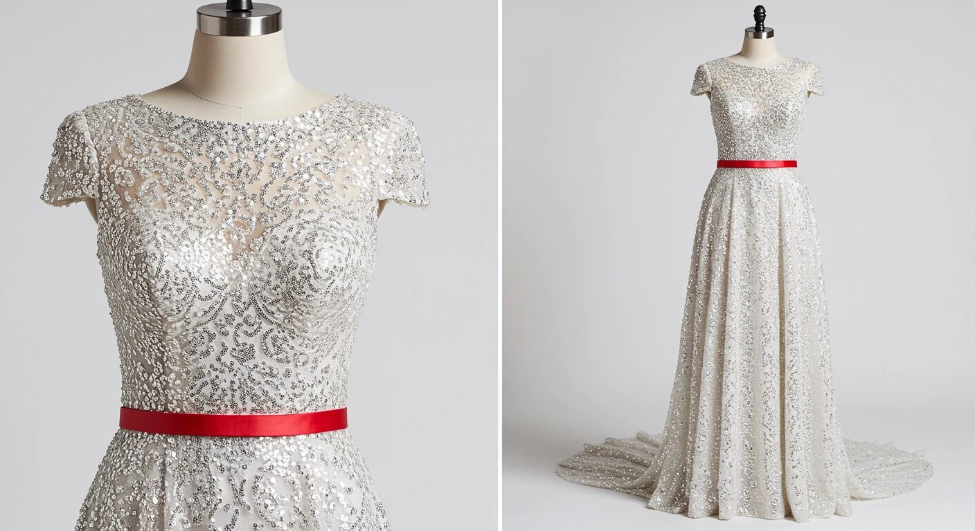 Packshot sukni ślubnej na białym tle, zdjęcie produktowe