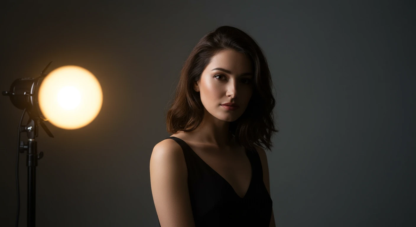 Portret kobiety w studio z miękkim oświetleniem