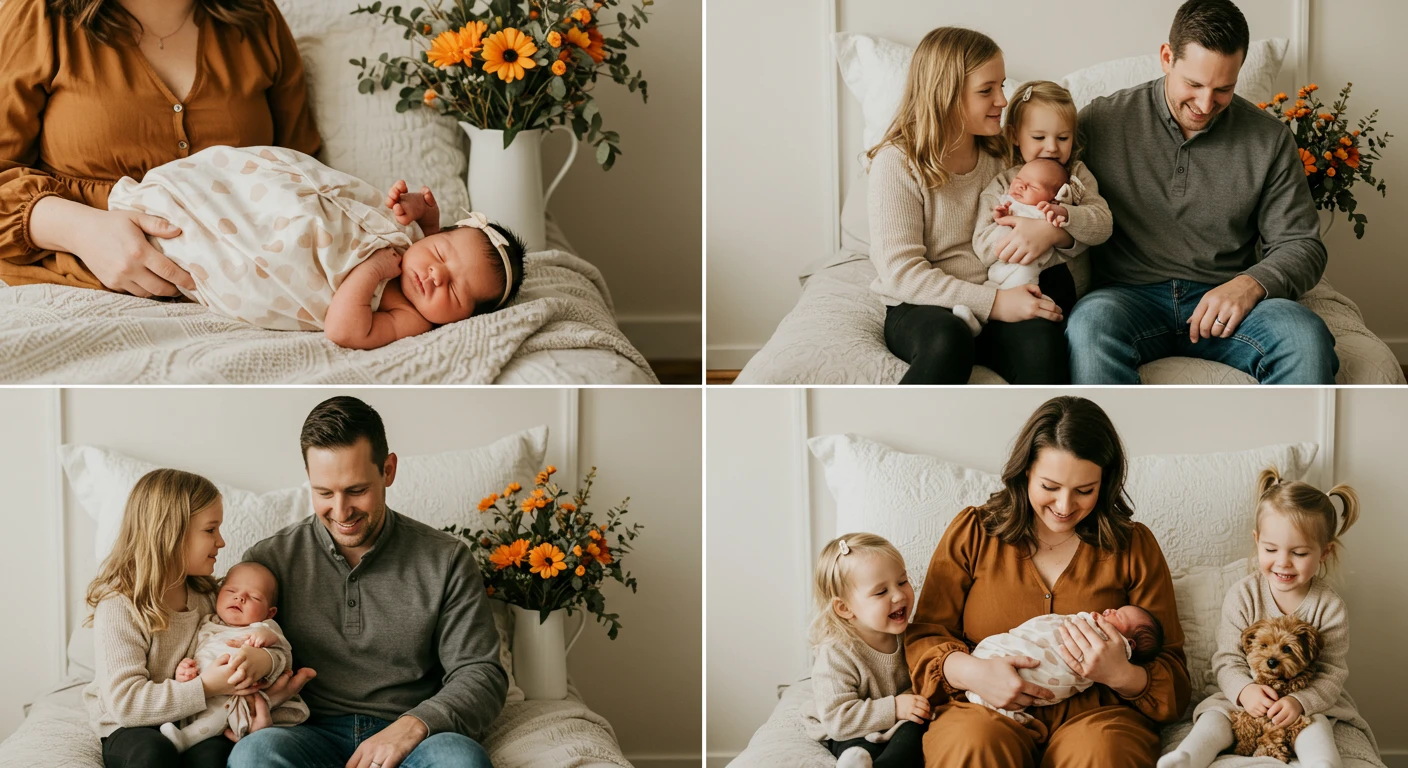 Delikatny portret śpiącego niemowlęcia w domowym zaciszu